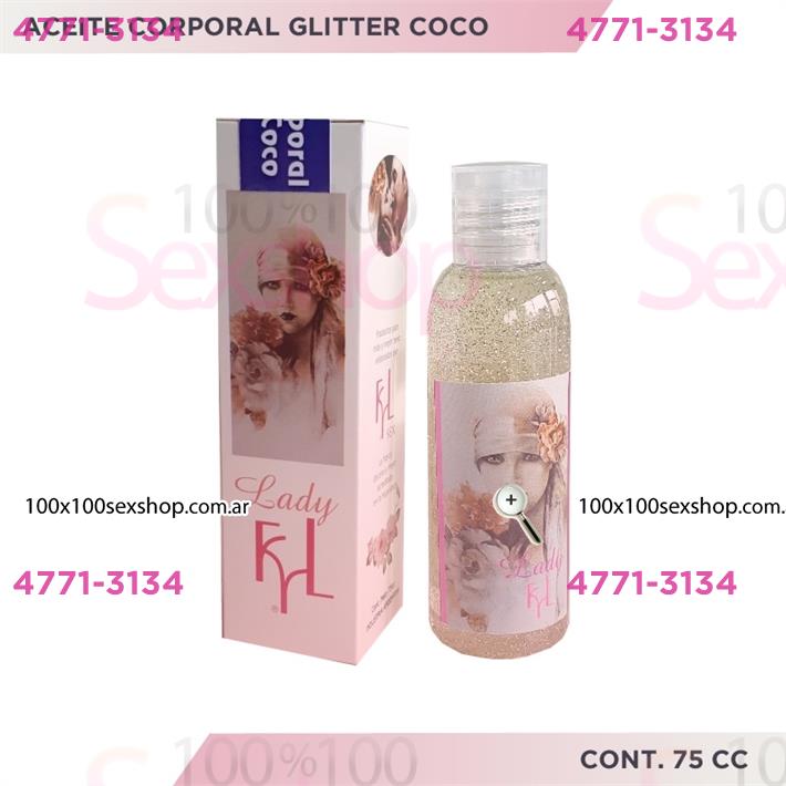 Cód: CA CR L COCO - Aceite corporal con Glitter y aroma a coco 75cc - $ 6900